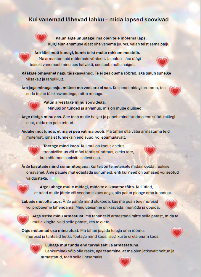 Kui vanemad lähevad lahku - mida lapsed soovivad